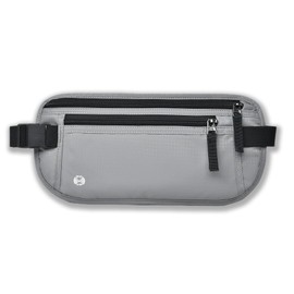 QIXCOZTI Passport Wallet RFID Blocking Slim Anti Theft Holder Travel Unisex Adjustable Waist Money Belt with Secure Zipper(light gray)