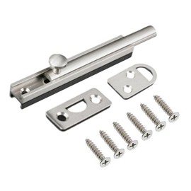 SUPERTOOL Surface Latch, 1PC Brass Door Bolt Unrust Simple Barrel Bolt Lock for Room,Window Locks,Toilet Gate and Shed Doors(76mmx15mm Silver)