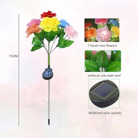 Clearhill 2 Pack Flower Solar Light with 14 Rose Flowers, Solar Garden Lights Outdoor Decorative, Solar Flowers Outdoor Waterproof Garden Decor for Patio Yard Pathway Decoration (Multicolor, 2 Pack)
