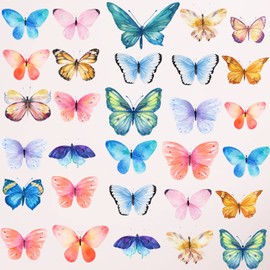 KAIRNE Pack of 31 Colourful Butterflies Window Stickers, Butterfly Window Stickers, Wall Stickers for Children's Room, Girls, Butterfly Wall Stickers, Window Picture, DIY Animals Wall Stickers for