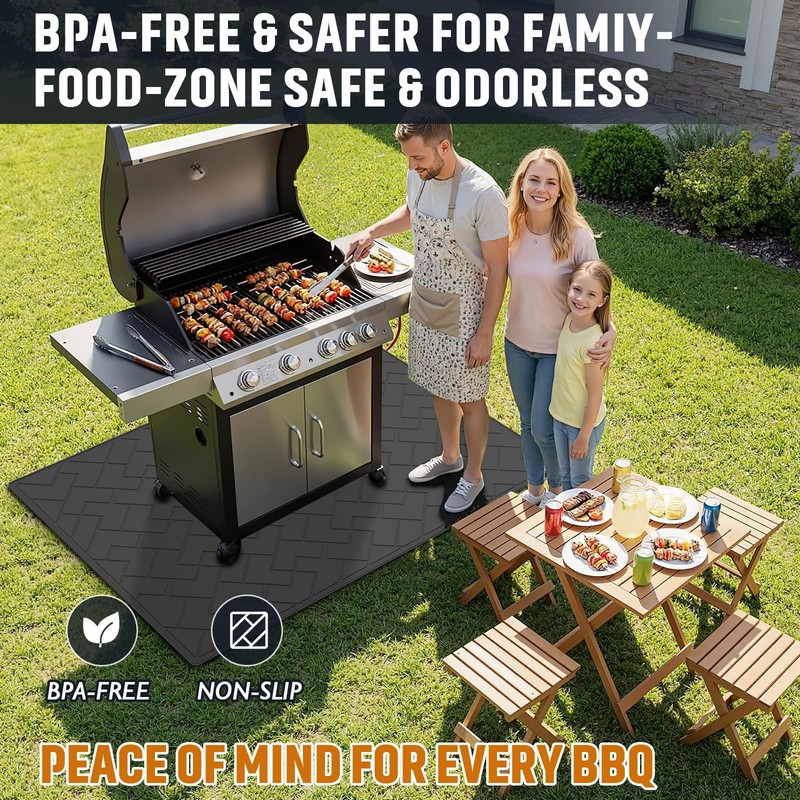 66" x 49" Heavy Duty Grill Mat for Outdoor Grill,