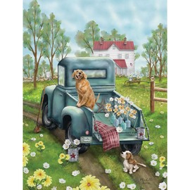 Bits and Pieces - 300 Piece Jigsaw Puzzle for Adults - 18" x 24" - Fresh Flowers - 300 pc Large Piece Country Dogs Jigsaw by Michelle Lanoue