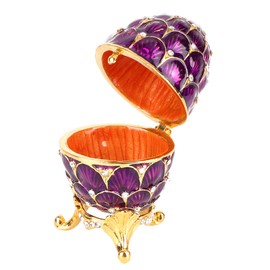 Fdit Enameled Easter Egg Jewelry Organizer, Vintage Trinket Box with Beautiful Pattern ()