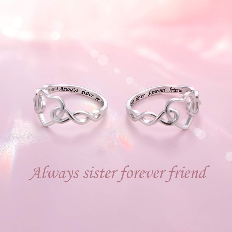 Yearace 925 Sterling Silver Engraved Always Sister Forever Friend Heart