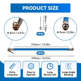 JRJRN 2 Pcs Tyre Inflator Hose Adapter, Inflator Pump Extension Hose Adapter, Motorcycle Valve Air Rubber Hose, Tyre Inflator Valve Extension, Inflator Rubber Air Hose for Car Motorcycle Bicycle