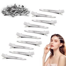 100 Stück Silberne Haarspangen Damen, Metall Haarklammer 5,5 Cm, Haarklemmen Friseur, Alligator Clips, Spurlose Haarklammer Klein, Mit Mädchenfrisur-Design, Diy-Haarspangen Klein