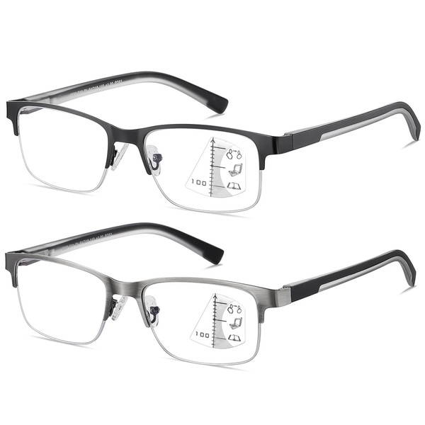 SUNAMOY 2 Pack Half Power Top Men Workspace Progressive Multifocus