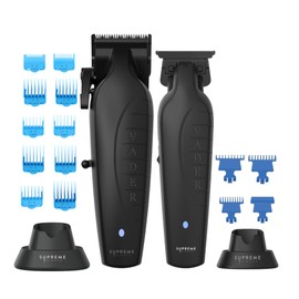 Supreme Trimmer 2-in-1 Vader Clipper & Trimmer Kit | Cordless Beard Trimmer & Mens Clippers Set for Barbers or Home | with DLC Coated Blades | Black