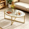 Coffee Table Gold Oval Glass Coffee Tables for Living Room,Modern