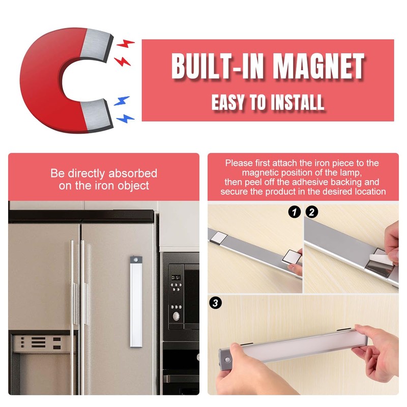 LED Motion Sensor Light,Under Counter Lighting, Wireless USB Rechargeable Kitchen