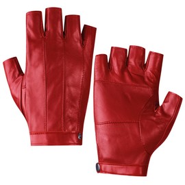 Harssidanzar KL028EU Fingerless Driving Gloves Outdoor Sports Half Finger Gloves for Women, Red, Size L, red