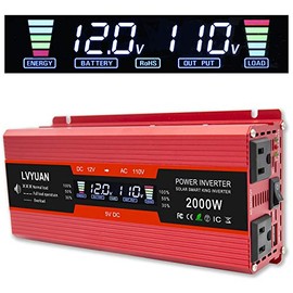 Cantonape 800W/2000W(Peak) Car Power Inverter DC 12V to 110V AC Converter with LCD Display Dual AC Outlets and Dual USB Car Charger for Car Home Laptop Truck