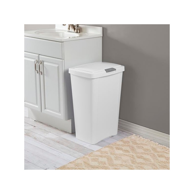 STERILITE 10458004 Touch Can, White, 13 Gallon