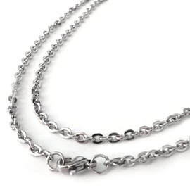 [Kyoto Otokasa] Surgical Stainless Steel Azuki Chain Necklace Width 0.05 inch (1.2 mm), 0.06 inch (1.5 mm), 0.1 inch (2 mm), 0.1 inch (2.5 mm), 0.1 inch, Stainless Steel, No Gemstone