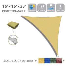 Garden expert 16'x16'x23' Sun Shade Sail Sand Right Triangle Canopy Sail Shade Cloth for Patio Garden Outdoor Backyard