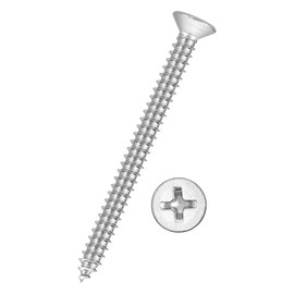 Kozelo 75pcs Phillips Flat Head Wood Screws - [#8x2"] 304 Stainless Steel Countersunk Self Tapping Screws for Furniture Assembly, Interior Trim, Outdoor Construction, Silver