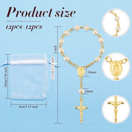 12 Pieces Mini Rosary Baptism Rosary Acrylic Rosary Beads Finger Baptism Rosaries Faux Pearls for Baptism Favors Christening Favors Communion Favors Weddings Party Favors