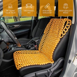 ZONETECH Beaded Seat Cover Full Car Massage Cool 2-Pack Natrual Color Comfort Cushion - Reduces Fatigue The Car, Truck or Your Office Chair