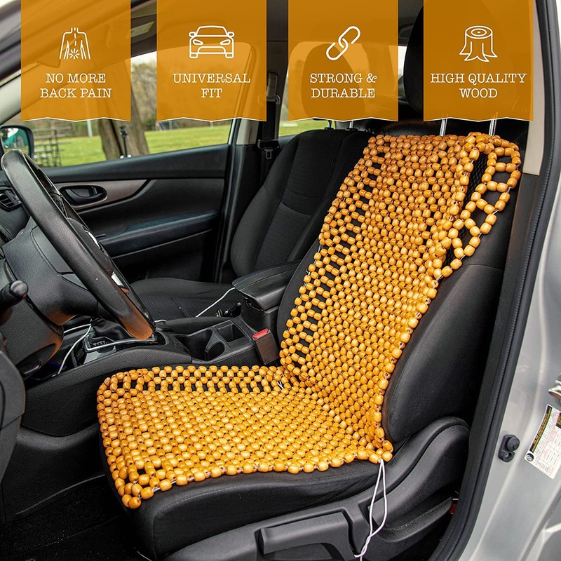 ZONETECH Beaded Car Seat Cover, Cooling Wood Bead Seat Cover,