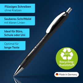 Schneider Schneider 132511 Slider Rave XB Kugelschreiber (Limitierte Sonderedition in schwarz, Made in Germany) 5 Stück, Schreibfarbe: blau