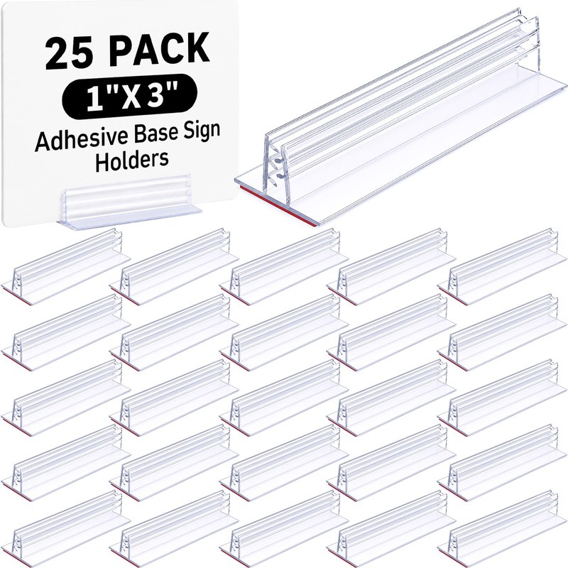 Fulmoon 25 Pcs Sign Holder, Adhesive Base Sign Holders Multiple