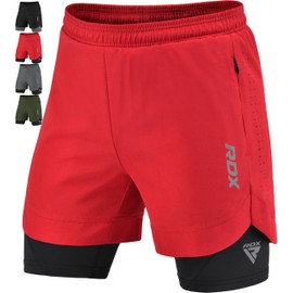 RDX Men’s Running Shorts, 2 in 1 Athletic Breathable Quick Dry Sports Short Compression Liner with Zipper and Phone Pockets Grey