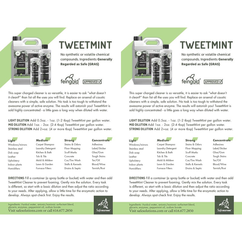 Safe Solutions Best Natural Cleaning Product - TweetMint All Purpose