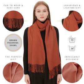 Elegant Pashmina Scarf for Women - Versatile Travel Scarf - Dark Brown Pashmina Shawl Wraps For Women - Perfect Winter Shawl and Evening Wrap - Chal Para Vestidos Elegantes (Dark Brown)