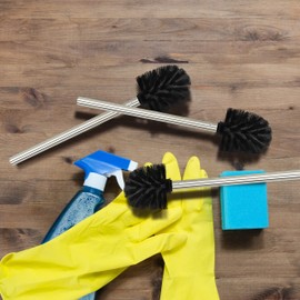 Relaxdays Toilet Brushes, 80% plastic 20% stainless steel, Black, 35 x 8 cm