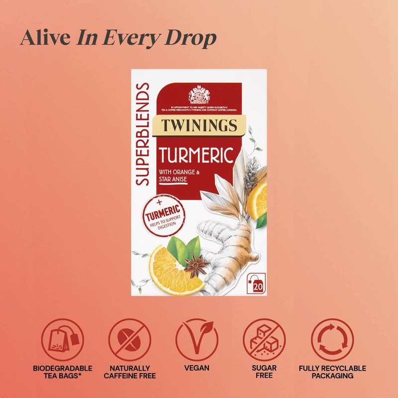 Twinings Superblends Turmeric 20 Single Tea Bags 40g