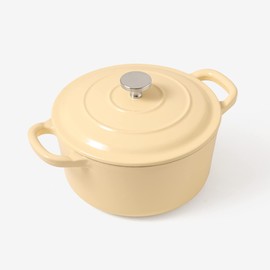 RJ Legend 1.9 Quart Dutch Oven Pot - Enamel Surface, Non-Stick, Easy to Use Cast Iron Cookware - Ideal Gift for Your Friends & Family - Beige