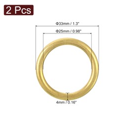 uxcell 2Pcs O Ring Buckle 38mm/1.5", Brass Seamless Welded Circle Loop 6mm Thickness for Luggage Webbing Craft DIY Decoration Accessories, Gold Tone