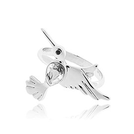 Mayfer | Anillo ajustable para mujer de la colección Colibrí buena suerte, decorado con cristal austriaco traslucido