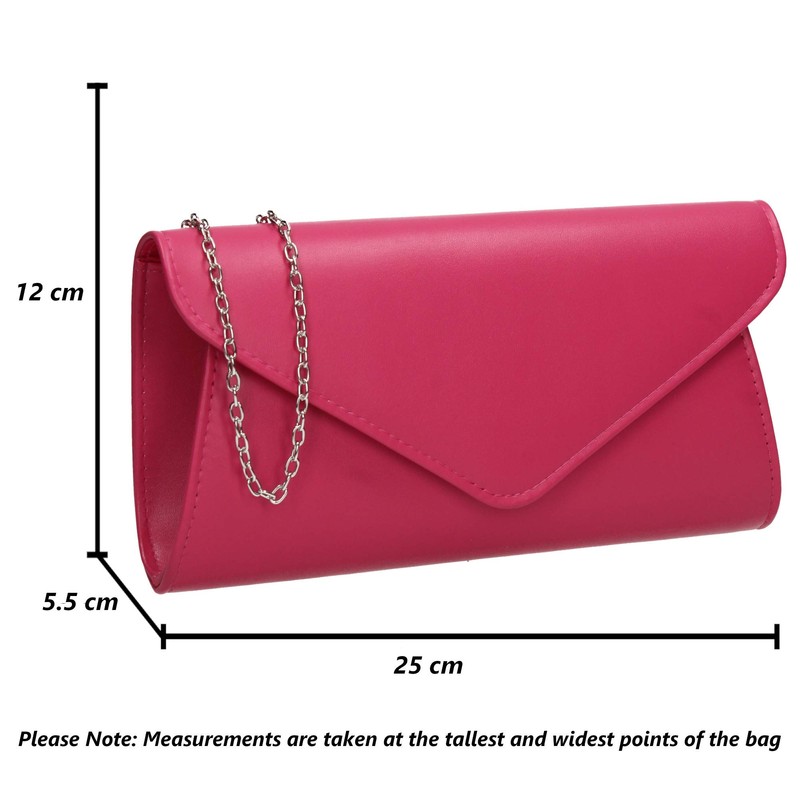 SwankySwans Lora Faux Leather Clutch Bag, fuchsia