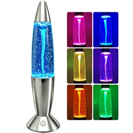 HURODEN Tornado Lamp, 14-Inch Twister Hurricane Light Glitter Motion Light 7 Colors Touch Changing Night Light Relaxing Table Lamp for Home Bedroom Office Decoration Lighting Decor (Silver)