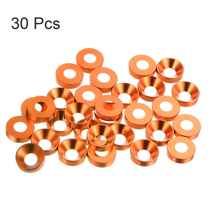 sourcing map 30pcs Countersunk Washers M5 Anodized Aluminum Alloy End