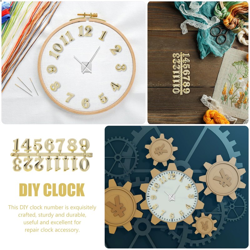 HOMSFOU DIY Clock Numerals Kit 5 Sets 1.5 Inch Gold