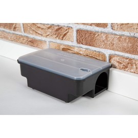 Köder-Discount: Mouse & Rat Trap, Effective Rat Bait Station for Home Garden & Industry, Sturdy Plastic, Non-Electric, Bait Box for Laying Out Rats, Black Box with Transparent Lid (4)