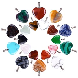 Outus 20 Pieces Heart Shape crystal Stone Pendants Chakra Beads DIY Crystal Charms, 2 Different Sizes, Assorted Color