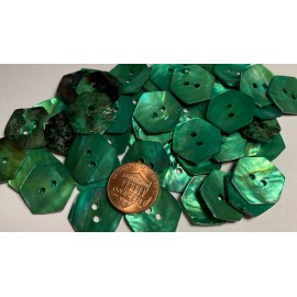 Unbranded 6 PCS ONLY! Dyed Green Hexagon Abalone Shell Sew-thru Buttons 18mm 11/16 13551