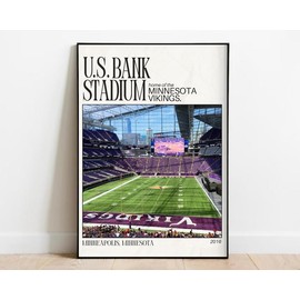 US Bank Stadium Print, Minnesota Football, Vikings Sport Poster Poster, US Bank Stadium Poster, Minnesota Football, Vikings Sport Poster Print, Stadium Poster, Vikings Print, Vikings(Unframe) - Size (inch): 16x24