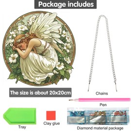Bimkole Angel Woman Diamond Art Hanging Kit for Adult, DIY 5D Diamond Art Flower Window Pendant, Acrylic Crystal Art Hanging Ornament Home Wall Garden Front Door Sign Outdoor Decor 7.8x7.8 Inch