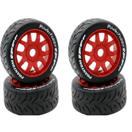 Power Hobbies Powerhobby 1/8 GT Phantom Belted Mounted Tires Soft 17mm Wheels (4) Arrma Infraction/Limitless/HoBao/GRP… (Red)
