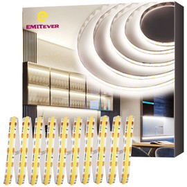 EMITEVER COB LED Strip Lights Neutral White 25ft, 24V 4000K Tape Light Premium High Density, 3600LEDs/Spool, Ra 90+, 300+Lumens/ft, 3W/ft, UL Listed 5 Year Warranty (Power Supply Sold Separately)