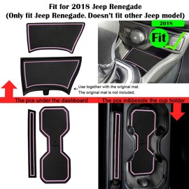 auovo Cup Holder Insert Liner Coaster Anti Dust Mats for Renegade Accessories 2018 2019 2020 2021 2022 Custom Center Console Door Pads 18Pcs () 2018+ Pink