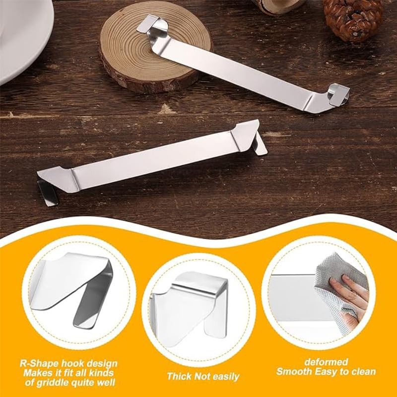 2pcs Stainless Steel Griddle Spatula Stand - Clamp-On Edge Mount