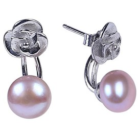 Stunning Sterling Silver & Pink Freshwater Pearl Flower Hanging Earring