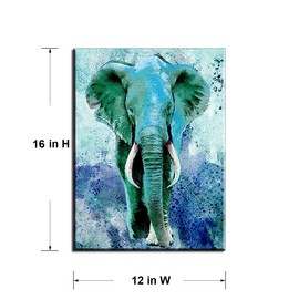 Wall Decor for Bedroom of Waterproof Elephant Decor, Wall Decor for Living Room with Turquoise Decor Paintings, Bathroom Wall Art by Original Inspirational Teal Decor, Wood Inside Framed (12x16)