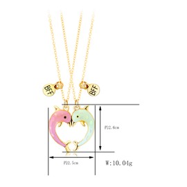 2 Pcs Set Best Friends Half Heart Pendant Panda Koala Necklace Charm BFF Friendship Jewelry for Women - Heart #1