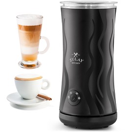 Zulay Kitchen Powerful 4-in-1 Electric Milk Frother and Steamer - Durable Cold Foam Maker - Milk Steamer and Frother for Coffee & Latte - Hot Chocolate Maker Machine & Milk Warmer - Black